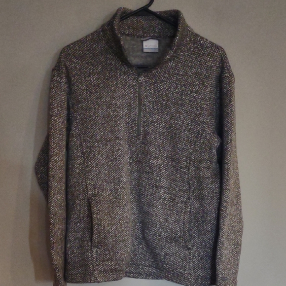 Columbia Women's Large Gray Tweed‎ Quarter Zip 2 Pocket Pullover - Picture 1 of 5